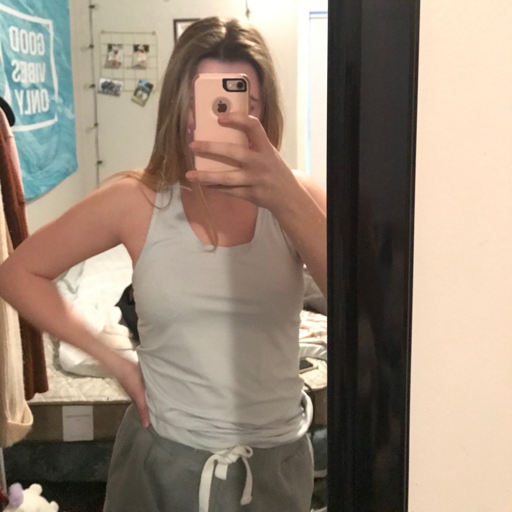 Workout light blue and white tank top